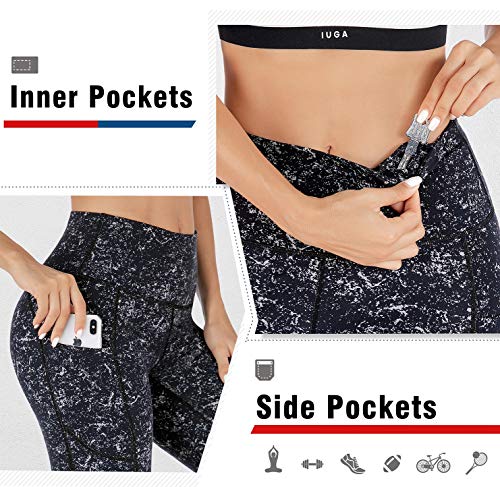 IUGA Leggings with Pockets for Women High Waisted Printed Yoga Pants for Women Workout Leggings for Women with Side Pockets (Starry Black, Medium) Style and Performance with IUGA High-Waisted Yoga Leggings! π