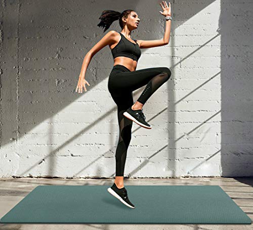 LERYG Yoga Mat Large Fitness Exercise Mat Durable, Non-Slip, Workout Mats for Home Gym Flooring Plyo, Jump, Cardio, MMA Mats Use with or Without Shoes(Green) LERYG Yoga Mat Large Fitness Exercise Mat Durable
