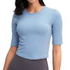 Lemedy Women Crop Tops Sports Workout Short Sleeve