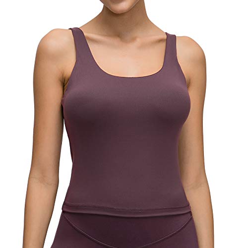 Lemedy Yoga Tank Top Built in Shelf Bra Racerback Pads Fitness Active for Women (L, Mauve Plum) Lemedy Yoga Tank Top Built in Shelf Bra Racerback Pads
