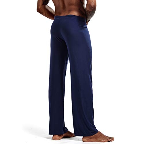 Lu's Chic Men's Loose Sleep Pants Long Loungewear Drawstring Yoga Casual Classic Pj Pajama Bottoms Blue Large Lu's Chic Men's Loose Sleep Pants Long Loungewear