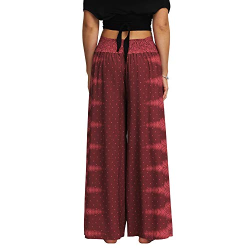 Lu's Chic Women's Boho Pants Harem Wide Leg Side Split Hippie Palazzo Yoga Beach Pant Red Large/X-Large Lu's Chic Women's Boho Pants Harem Wide Leg Side Split