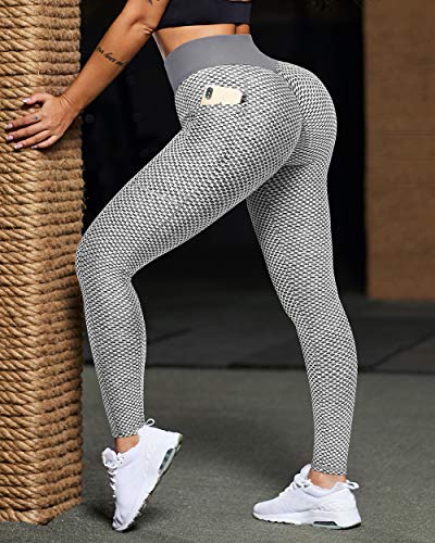MOOSLOVER Women Scrunch Butt Lifting Workout Leggings Textured High Waist Anti Cellulite Yoga Pants(M,Grey-706) MOOSLOVER Women Scrunch Butt Lifting Workout Leggings