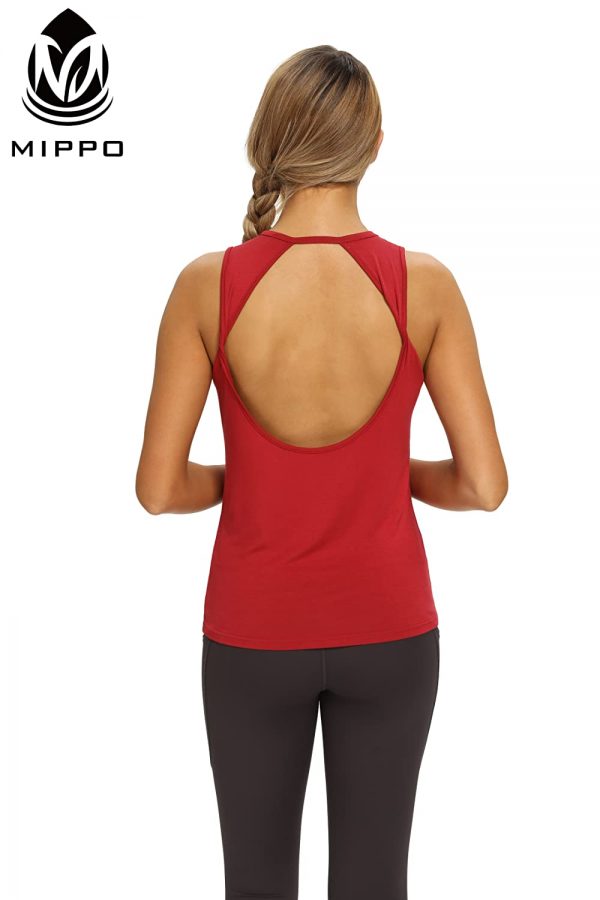 Mippo Womens Workout Tops Yoga Tops Open Back Tank Tops Loose Fit Athletic Tops Exercise Tennis Shirts Muscle Tank Summer Gym Workout Clothes for Women 2021 Black XS Open Back Workout Tank - Unleash Your Athletic Elegance