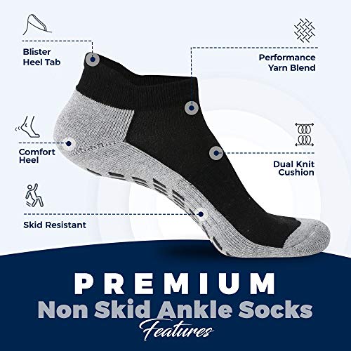 Non Skid Ankle Socks - (4 Pairs) - L/XL - Anti Slip Socks for Barre Yoga Pilates Maternity Pregnancy Hospital Adults Men Women Non Skid Ankle Socks - (4 Pairs) - L/XL - Anti Slip Socks