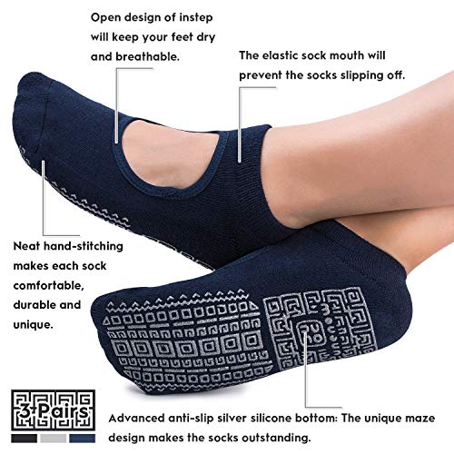 Non Slip Grip Yoga Socks for Women with Cushion for Pilates, Barre, Dance Non Slip Grip Yoga Socks for Women with Cushion for Pilates