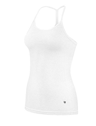 ODODOS Workout Tank Tops for Women, Strappy Athletic Tanks Yoga Tops with Side Pocket, Exercise Gym Yoga Shirts, White, Large Yoga Tank with Side Pocket for Active Comfort and Style - ODODOS Workout Tank Tops for Women