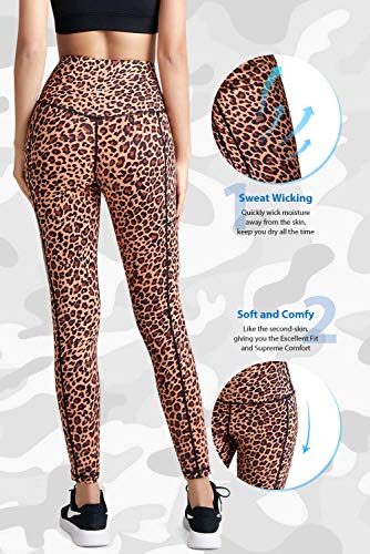 OWNAURA Women High Waist Yoga Pants with Pockets Workout Leggings Tummy Control Squat Proof Tights (Leopard, XL)… OWNAURA Women High Waist Yoga Pants
