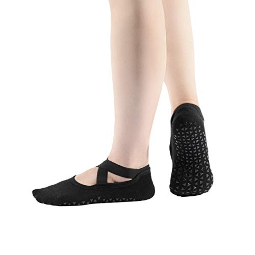 Pauboland Women's 6-Pack Black Padded Cushion Non-Slip Piyo Barre Pilate Ballet Yoga Socks with Grips Pauboland Women's 6-Pack Black Padded Cushion Non-Slip