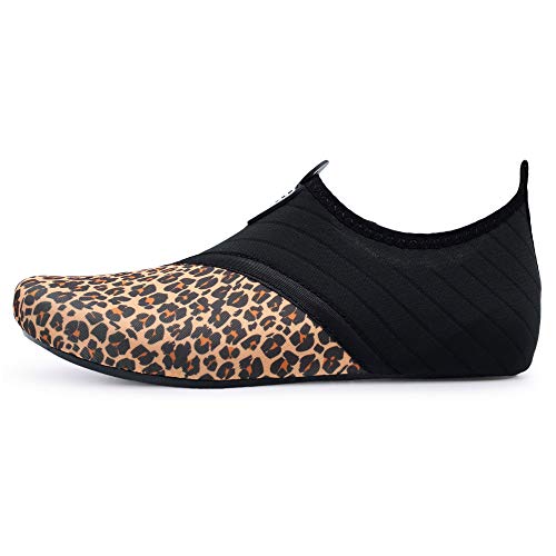 QACOHU Women's Water Shoes Quick Drying Lightweight Sports Shoes for Beach Swim River Surf Yoga Walking Exercise Water Socks for Women PJ Leopard 6.5-7.5 M US Women/5-6 M US Men QACOHU Women's Water Shoes Quick Drying Lightweight