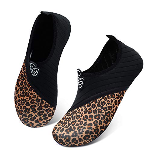 QACOHU Women's Water Shoes Quick Drying Lightweight Sports Shoes for Beach Swim River Surf Yoga Walking Exercise Water Socks for Women PJ Leopard 6.5-7.5 M US Women/5-6 M US Men QACOHU Women's Water Shoes Quick Drying Lightweight