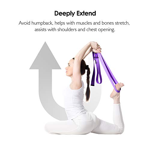 REEHUT Yoga Strap 6ft with Ebook - Durable Polyester Cotton Exercise Straps w/Adjustable D-Ring Buckle for Stretching, General Fitness, Flexibility and Physical Therapy Purple REEHUT Yoga Strap 6ft with Ebook - Durable Polyester Cotton