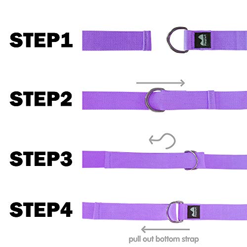 REEHUT Yoga Strap 6ft with Ebook - Durable Polyester Cotton Exercise Straps w/Adjustable D-Ring Buckle for Stretching, General Fitness, Flexibility and Physical Therapy Purple REEHUT Yoga Strap 6ft with Ebook - Durable Polyester Cotton