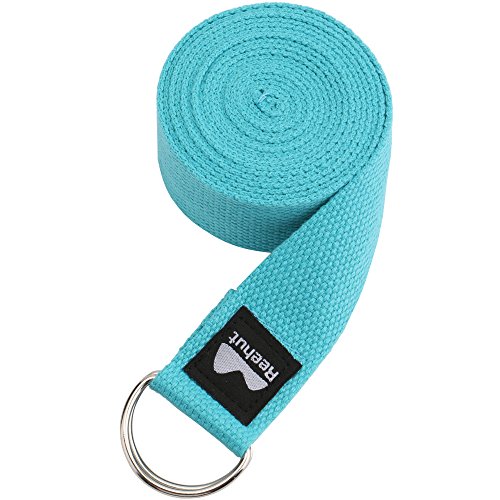 REEHUT Yoga Strap 8ft with Ebook - Durable Polyester Cotton