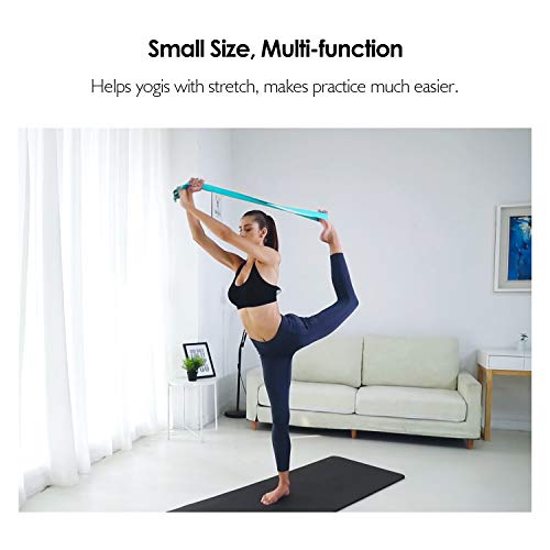 REEHUT Yoga Strap 8ft with Ebook - Durable Polyester Cotton Exercise Straps w/Adjustable D-Ring Buckle for Stretching, General Fitness, Flexibility and Physical Therapy Sky Blue Yoga Strap 8ft with Ebook