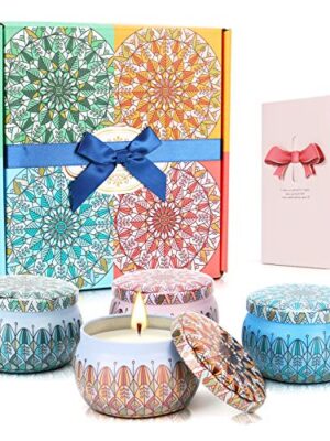 Scented Candles Gift Set, 100% Natural Soy Wax