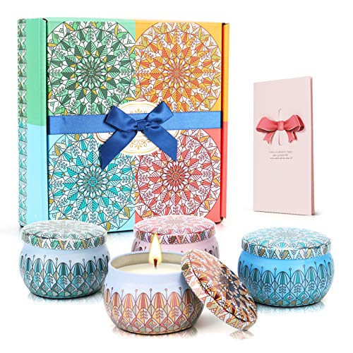 Scented Candles Gift Set, 100% Natural Soy Wax