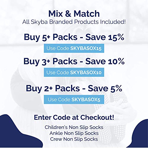 Skyba Non Slip Socks for Women - Barre, Pilates, Yoga, Hospital - Sticky Anti Skid Grip Socks (Women's Shoe 9.5-11/ Men's 8-9.5, 2 Pairs- Black) Skyba Non-Slip Socks for Women - Enhance Your Grip in Yoga, Barre, Pilates, or Any Slippery Surface - 2 Pairs (Women's Shoe 9.5-11/Men's 8-9.5)
