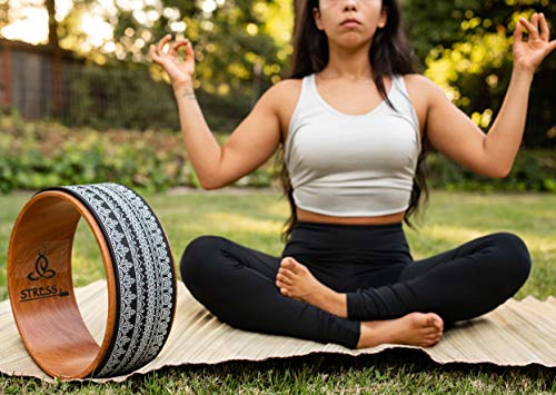 Stress Less Yoga Wheel - Strong and Comfortable Dharma Yoga Prop Wheel, Perfect for Stretching + Increase Flexibility (Black) Stress Less Yoga Wheel - Strong and Comfortable Dharma