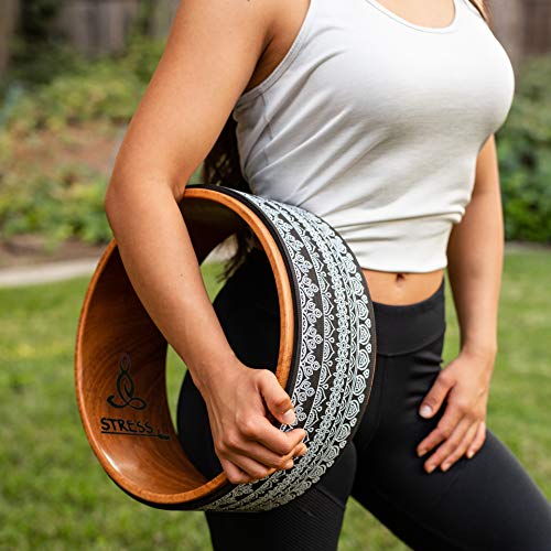 Stress Less Yoga Wheel - Strong and Comfortable Dharma Yoga Prop Wheel, Perfect for Stretching + Increase Flexibility (Black) Stress Less Yoga Wheel - Strong and Comfortable Dharma