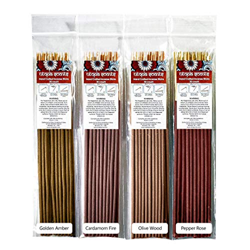 Utopia Scents Premium Quality Natural Incense Sticks Variety Pack for Relaxation, Meditation, and Yoga.120 Clean-Burning and Aromatic Scents Hand-Dipped from The Finest Essential Oils Utopia Scents Premium Quality Natural Incense Sticks