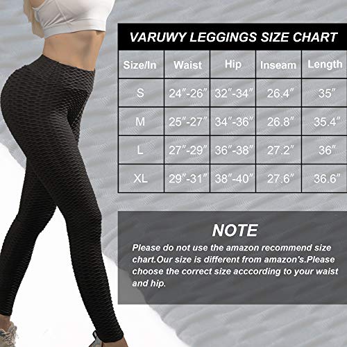 Varuwy Women's High Waist Yoga Pants TIK Tok Butt Lifting Anti Cellulite Workout Leggings Tummy Control Leggings Tight Black Varuwy Women's High Waist Yoga Pants