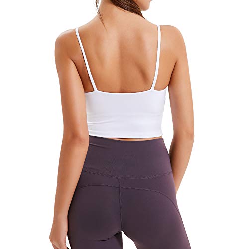 Women Yoga Tank Tops Padded Sports Bra Workout Fitness Running Crop Top White, Small Women Yoga Tank Tops Padded Sports Bra