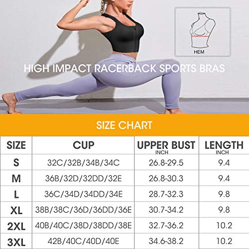 Women Zip Front Sports Bras Longline Fitness Crop Tops Tank Gym Yoga Workout Shirts (Black, Large) Women Zip Front Sports Bras Longline Fitness