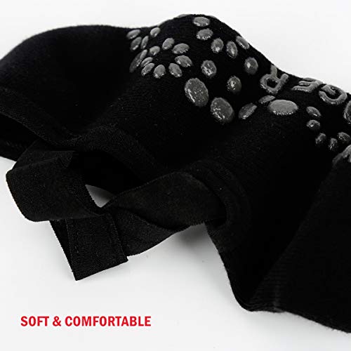 YUEDGE Yoga Socks with Grips for Women, Non Slip Sticky Sock for Pilates & Pure Barre & Hospital & Walking & Dance & Workout & Indoor (3 Pack of Black, Size 5-9) YUEDGE Yoga Socks with Grips for Women