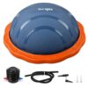 Half Balance Ball/Half Yoga Ball Balance Trainer with Foot Pump in Darkish Grey and Orange for Improved Balance Training.