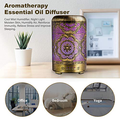 Yoga Essential Oil Diffuser Metal Vintage LED Lights Yoga Essential Oil Diffuser Metal Vintage LED Lights