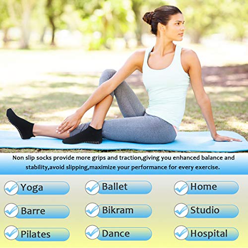 Yoga Socks for Women Non-Skid Socks with Grips Anti-Skid Pilates Socks Yoga Socks for Women Non-Skid Socks