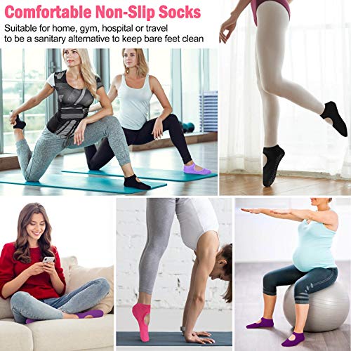 Yoga Socks for Women Non Slip, Caffox 6 Pairs Sticky Socks Grip Socks for Pilates, Dance, Barre Yoga Socks for Women Non Slip, Caffox 6 Pairs