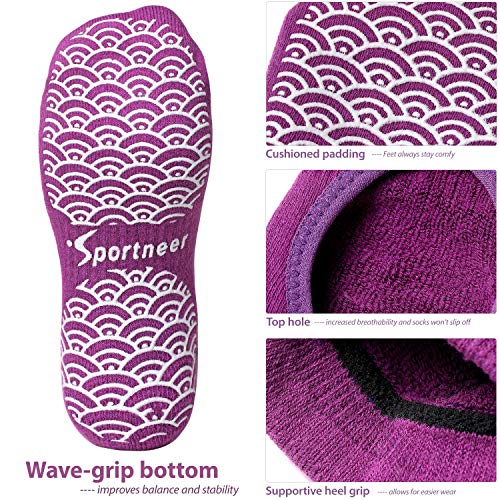 Yoga Socks for Women Non Slip Socks with Grips, Sportneer Anti-Skid for Pilates, Barre, Ballet, Dance, Barefoot Workout Fitness Hospital Socks,3-Pack,SizeM Non-Slip Yoga Socks for Ultimate Home Workouts - Enhance Stability and Comfort with Anti-Slip Grips