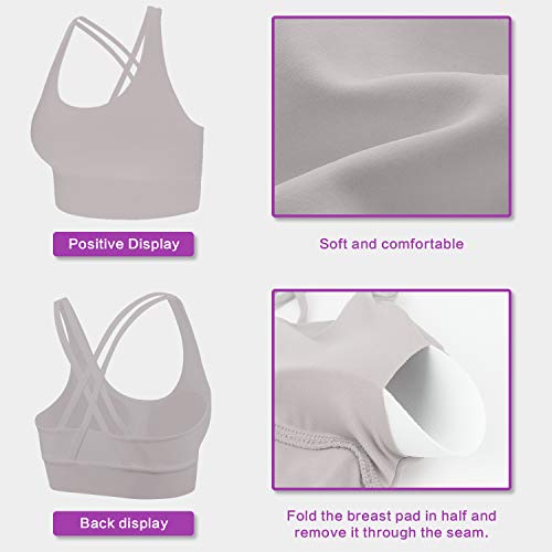 Yoga Tank Tops for Women Padded Sports Bra Workout Crop Tops Running Yoga Tank Top Built in Bra High Impact Medium Support with Removable Light Grey Yoga Tank Tops for Women - Stylish, Supportive, and Wrinkle-Free