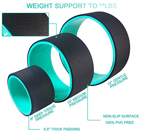 Yoga Wheel 3 Pack - Back Pain Relief Kit with Fitness Straps, Various Sizes for Complete Body Exercises, Includes Yoga Wheel Bag