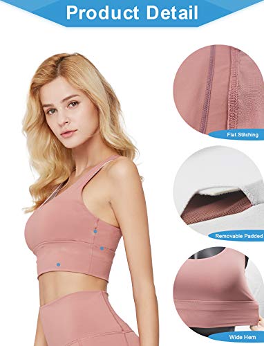 light & leaf Longline Sports Bra Medium Impact Yoga Crop Tops Long Workout Bra - Running Gym Activewear light & leaf Longline Sports Bra Medium