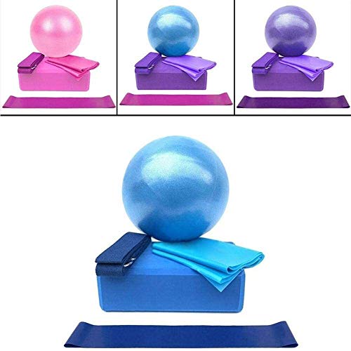 luckylele 5 Pieces Yoga Starter Kit Yoga Equipment Set with Yoga Blocks Yoga Ball Stretching Strap Resistance Loop Band Exercise Band Home and Outdoor (Color : Purple) luckylele 5 Pieces Yoga Starter Kit Yoga Equipment Set