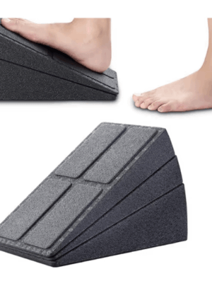 Set of adjustable yoga wedge blocks with high-density foam construction, designed to support flexibility, squats, and stretching exercises.