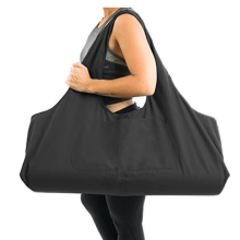 Canvas yoga mat bag with side pocket, available in multiple colors, featuring breathable material and a spacious design perfect for fitness and travel.