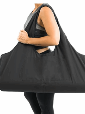 Canvas yoga mat bag with side pocket, available in multiple colors, featuring breathable material and a spacious design perfect for fitness and travel.