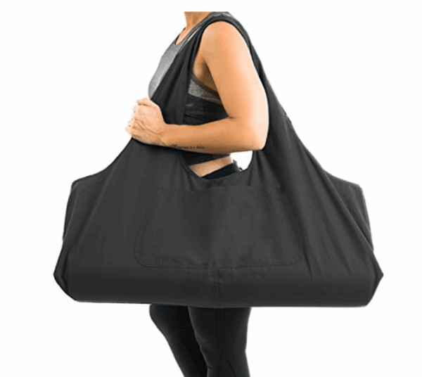 Canvas yoga mat bag with side pocket, available in multiple colors, featuring breathable material and a spacious design perfect for fitness and travel.