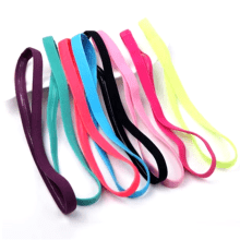 Set of colorful, non-slip elastic headbands perfect for sports and everyday wear, featuring durable polyester and anti-slip rubber.