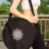 Spacious Black Mandala Yoga Wheel Bag with Adjustable Straps and Double Zipper Design