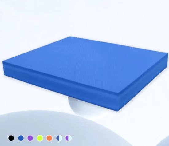 Soft TPE balance pad designed for yoga and physical therapy with a non-slip surface and thick cushioning for stability.